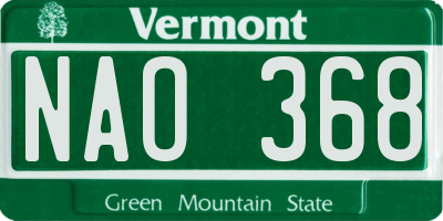 VT license plate NAO368