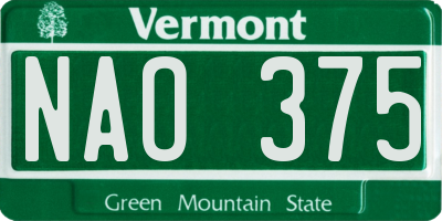 VT license plate NAO375