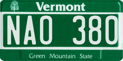 VT license plate NAO380