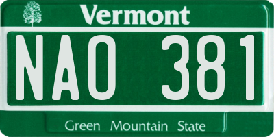 VT license plate NAO381