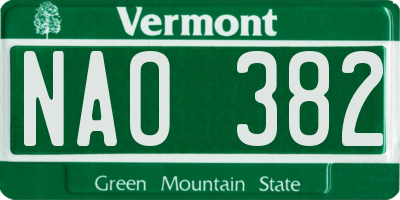 VT license plate NAO382