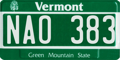 VT license plate NAO383