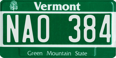 VT license plate NAO384