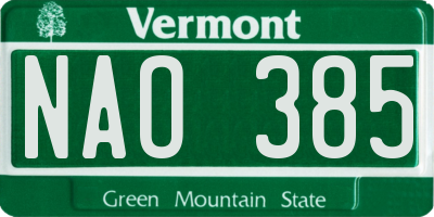 VT license plate NAO385
