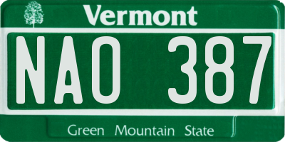 VT license plate NAO387