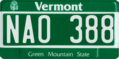 VT license plate NAO388