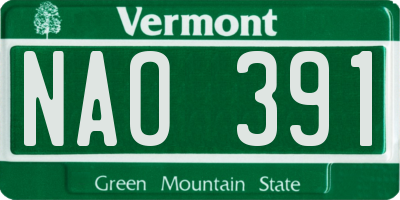 VT license plate NAO391
