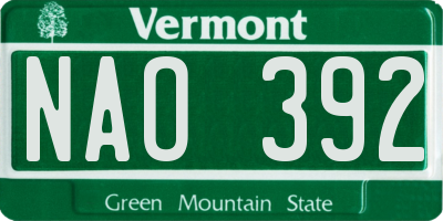 VT license plate NAO392
