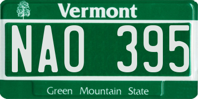 VT license plate NAO395