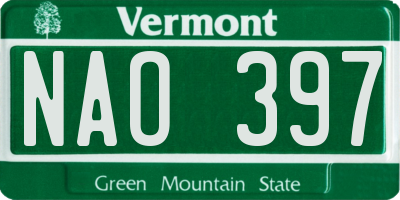 VT license plate NAO397