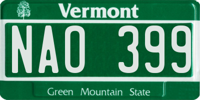 VT license plate NAO399
