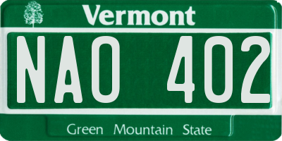 VT license plate NAO402