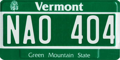 VT license plate NAO404