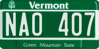 VT license plate NAO407