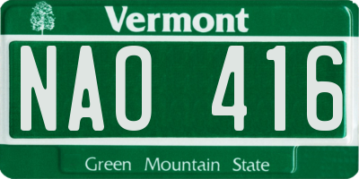 VT license plate NAO416