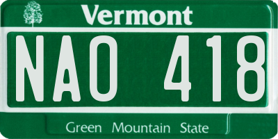 VT license plate NAO418