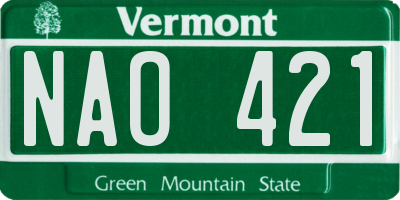 VT license plate NAO421