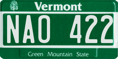 VT license plate NAO422