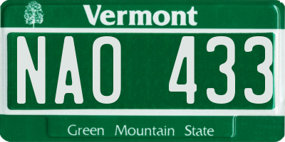 VT license plate NAO433