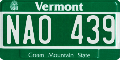 VT license plate NAO439