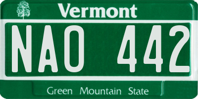 VT license plate NAO442