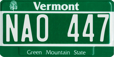 VT license plate NAO447