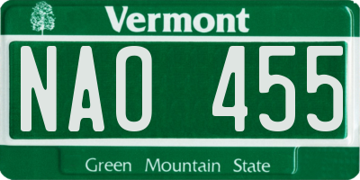 VT license plate NAO455