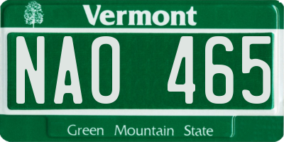 VT license plate NAO465