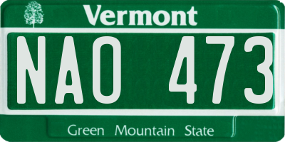 VT license plate NAO473