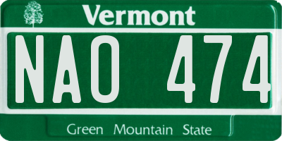 VT license plate NAO474