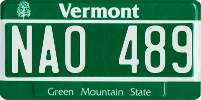 VT license plate NAO489