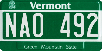 VT license plate NAO492