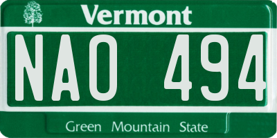 VT license plate NAO494