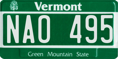 VT license plate NAO495