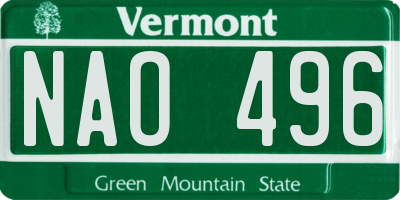 VT license plate NAO496