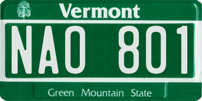VT license plate NAO801