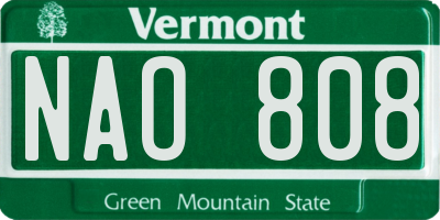 VT license plate NAO808