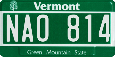 VT license plate NAO814