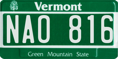 VT license plate NAO816