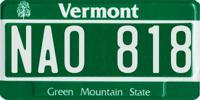 VT license plate NAO818