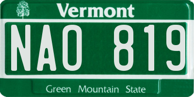 VT license plate NAO819