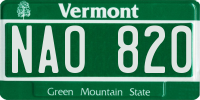 VT license plate NAO820