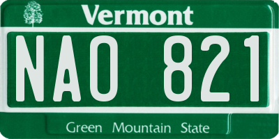 VT license plate NAO821