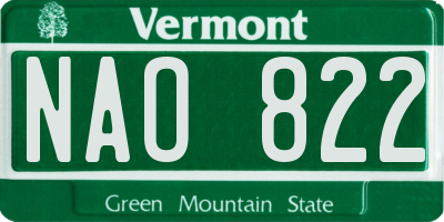 VT license plate NAO822