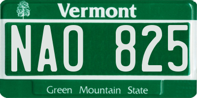 VT license plate NAO825