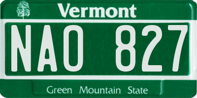 VT license plate NAO827