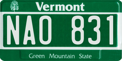VT license plate NAO831