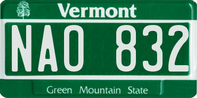 VT license plate NAO832