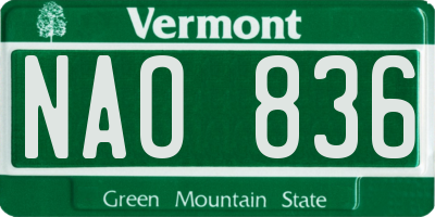 VT license plate NAO836