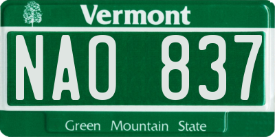 VT license plate NAO837